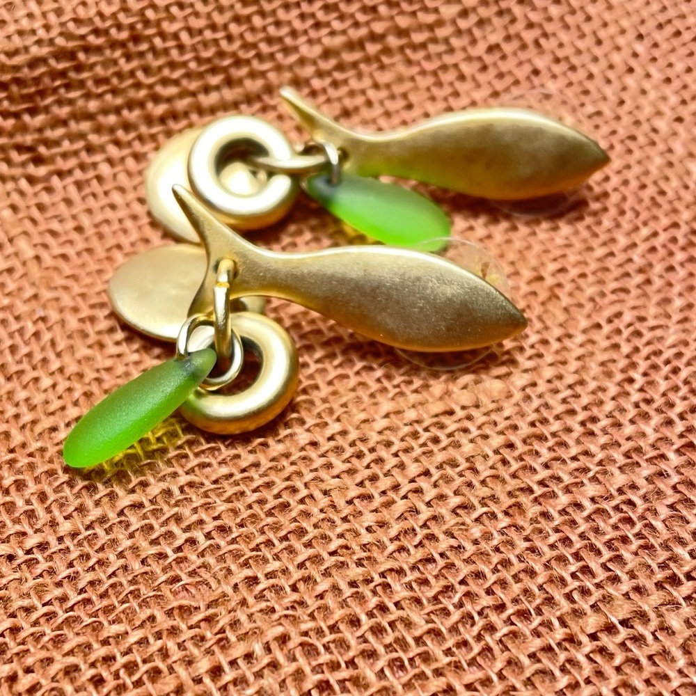 Norma Jean Brushed Gold Tone Fish Stud Earrings